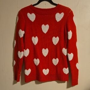 Cupcakes and Cashmere Red Sweater with White Hearts
